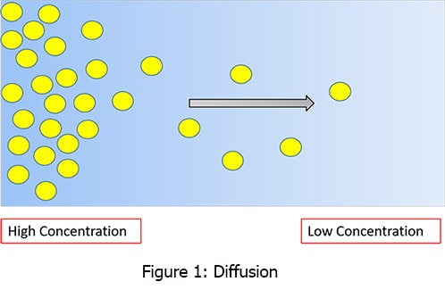 Diffusion definition a process of moving atoms in a material from a high concentrated area to low concentrated area